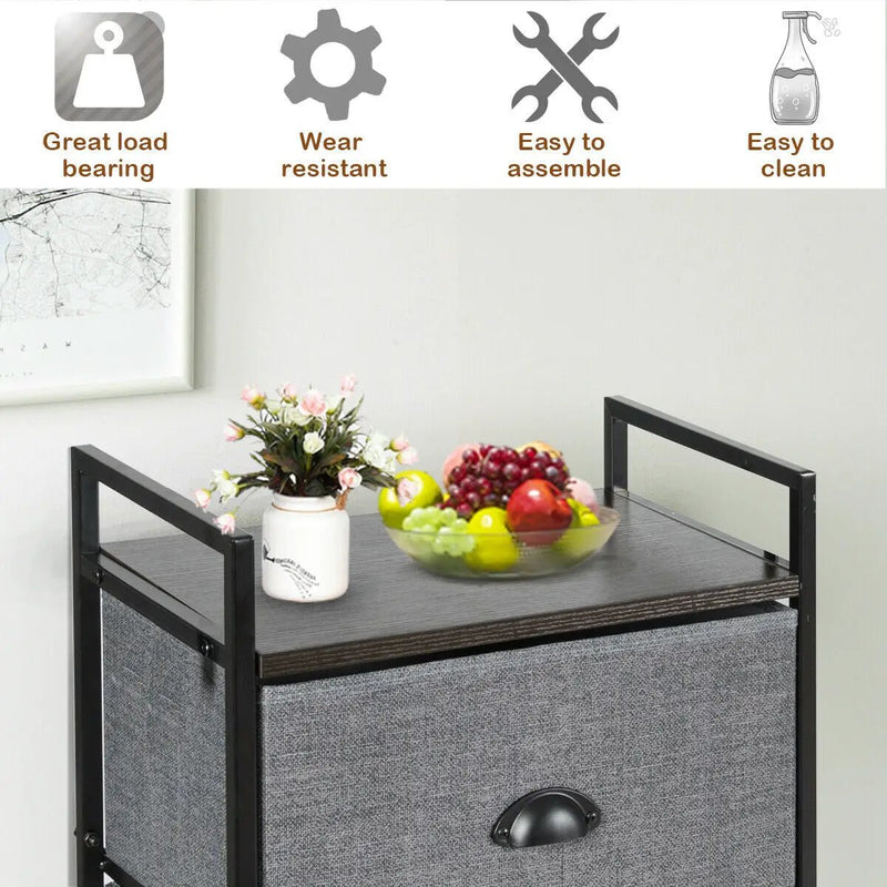 3-in-1 Portable Multifunctional Dresser with 8 Fabric Drawers and Metal Rack by DirectDeals