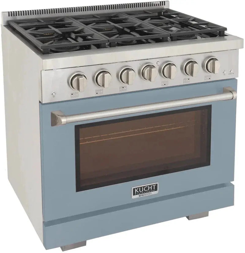 Kucht 36" Freestanding Professional Gas Range Liquid Propane KFX3600X/LP-LB by Farmhouse Kitchen and Bath