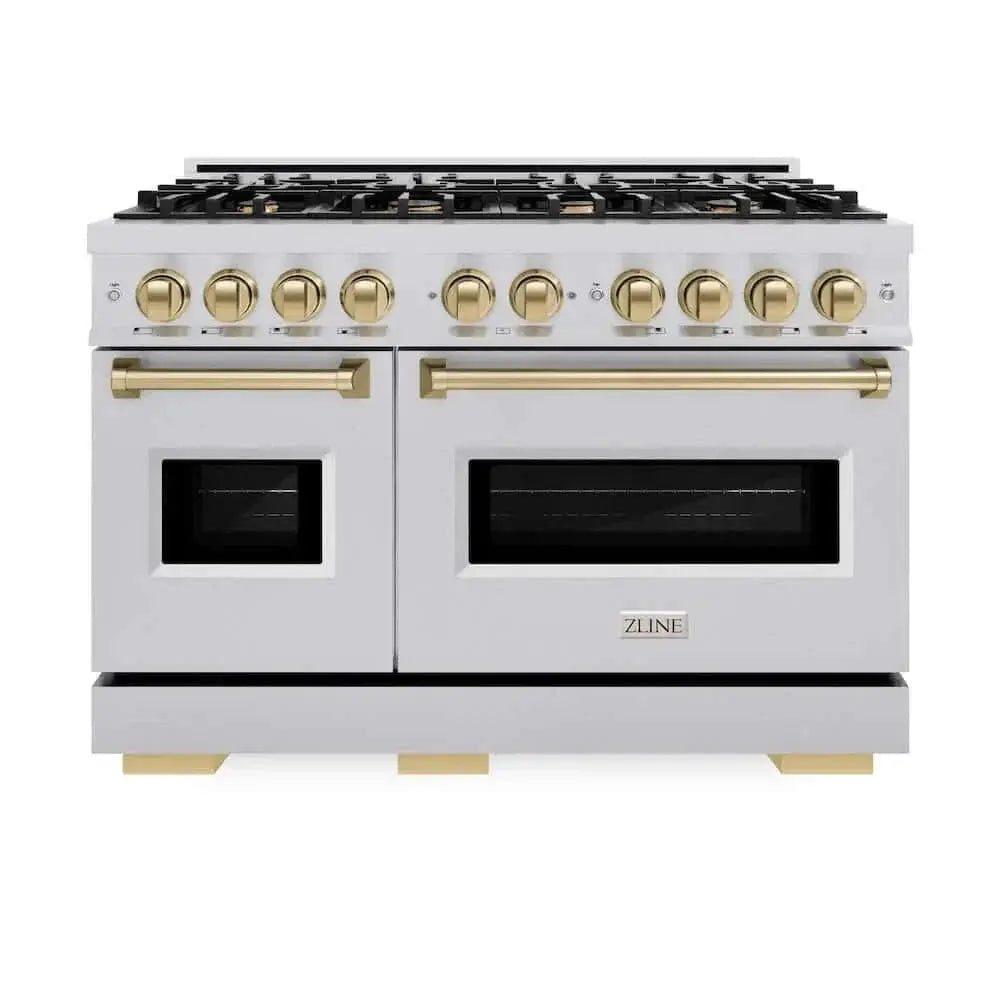 ZLINE 48" Classic Gas Range, Convection Gas Oven Stainless Steel, Champagne Bronze CGRZ-48-CB by Farmhouse Kitchen and Bath