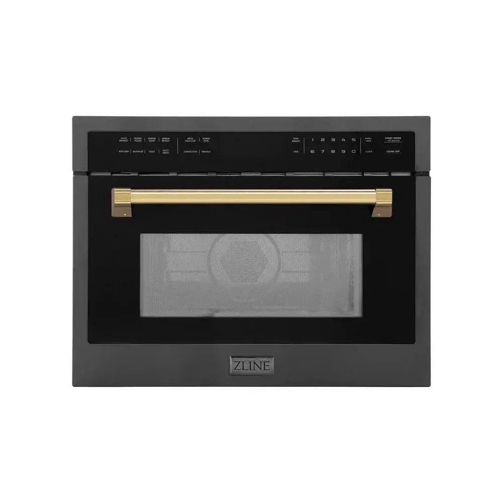 ZLINE 24" Convection Microwave, Black Stainless, Gold MWOZ-24-BS-G by Farmhouse Kitchen and Bath