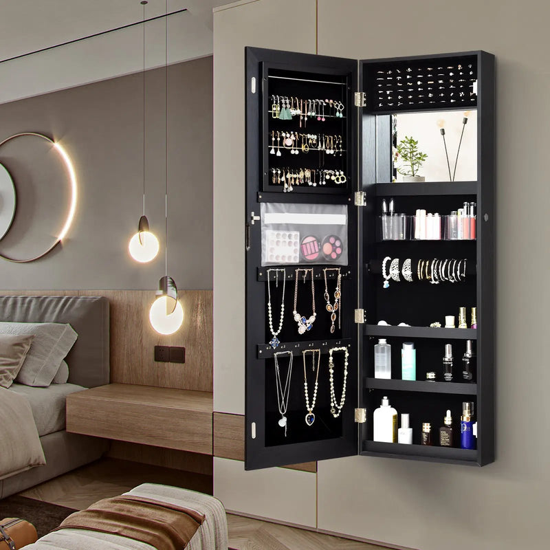 Lockable Storage Jewelry Cabinet with Frameless Mirror by DirectDeals