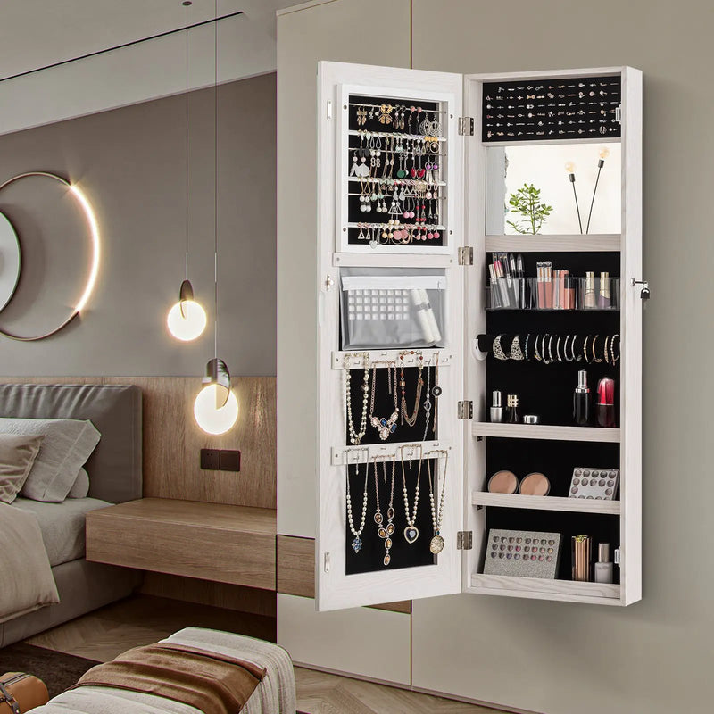 Lockable Storage Jewelry Cabinet with Frameless Mirror by DirectDeals