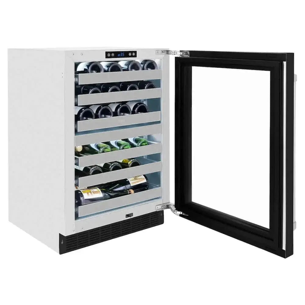 ZLINE 24" Touchstone Dual Zone 44 Bottle Wine Cooler Black Matte Glass Door RWDO-BLM-24 by Farmhouse Kitchen and Bath