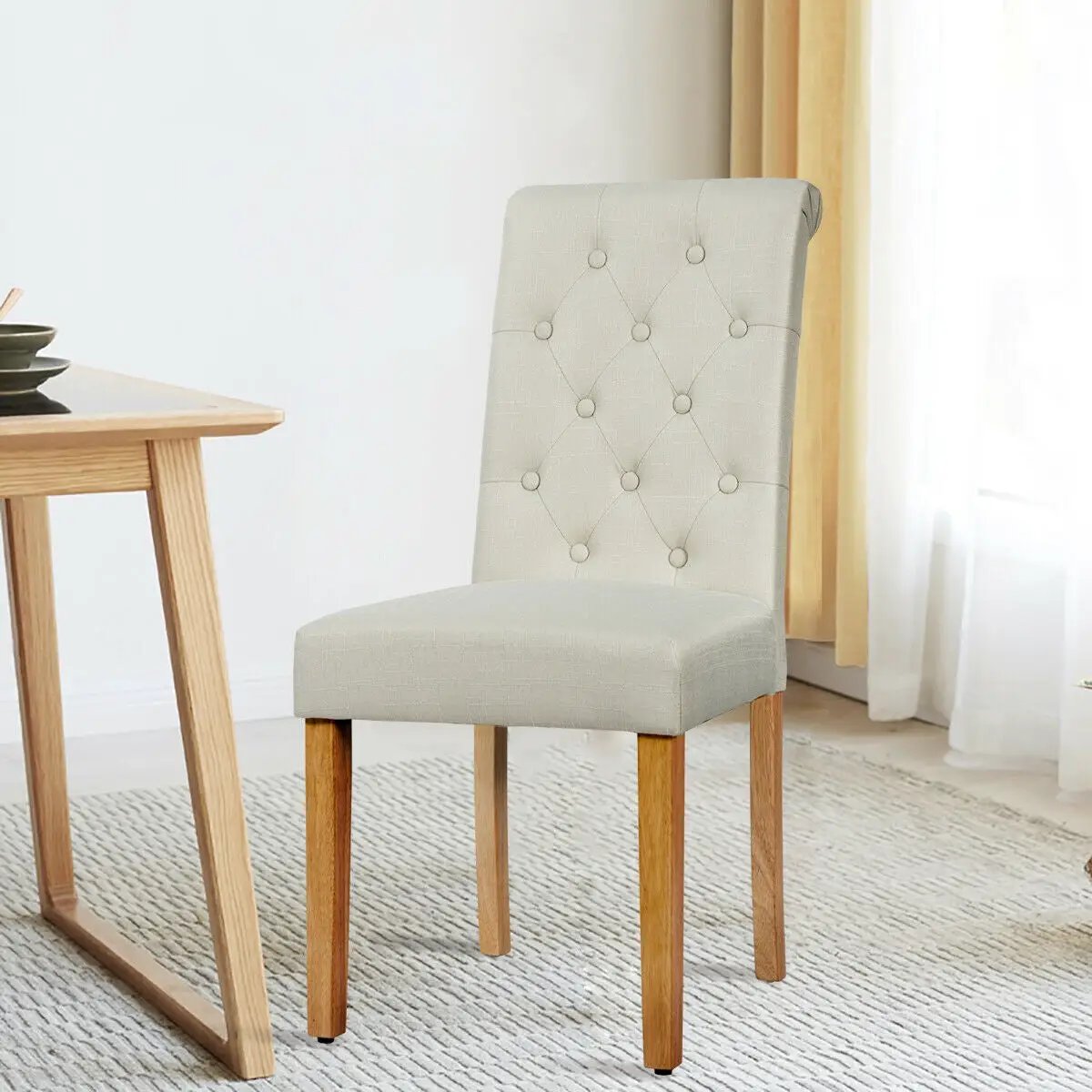 2 Pieces Tufted Dining Chair Set with Adjustable Anti-Slip Foot Pads by DirectDeals