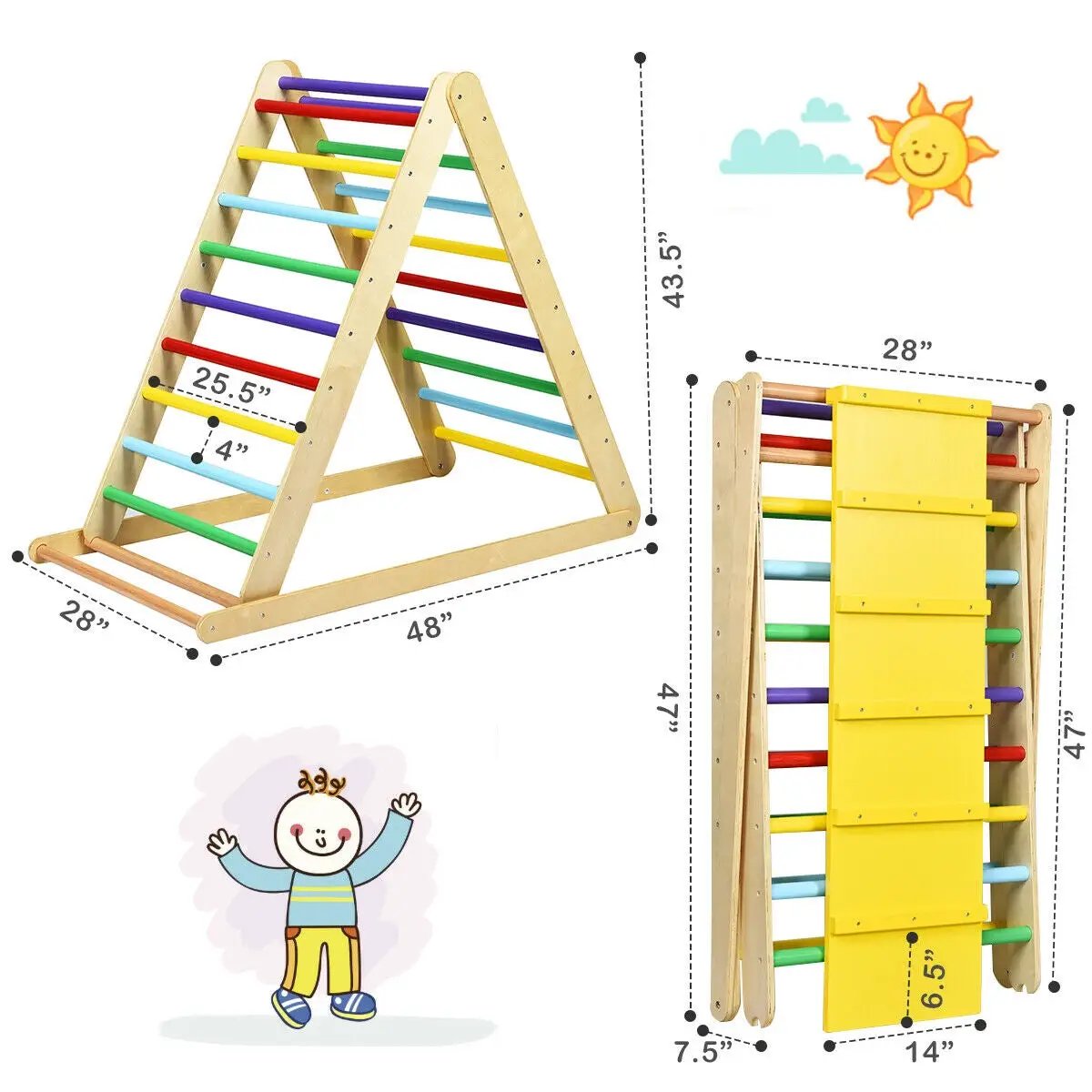 Foldable Wooden Climbing Triangle Indoor by DirectDeals