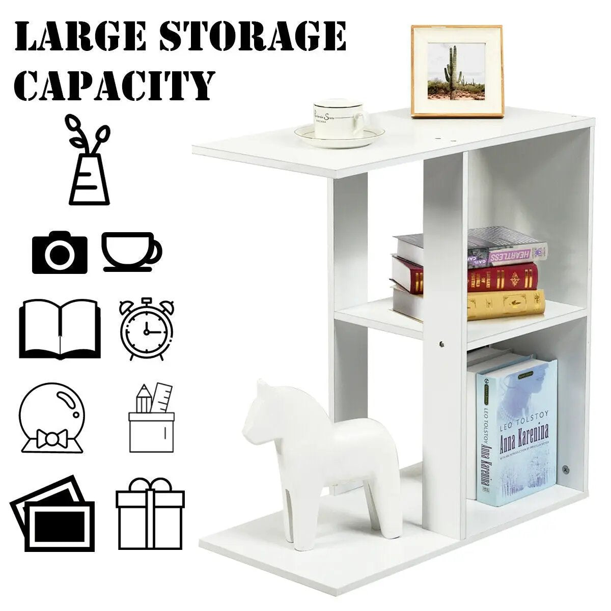 3-Tier Narrow Side Table with Storage Shelf by DirectDeals