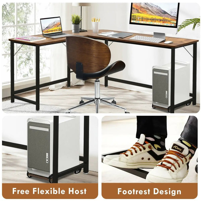 L Shaped Desk Corner Computer Desk PC Laptop Gaming Table Workstation by DirectDeals