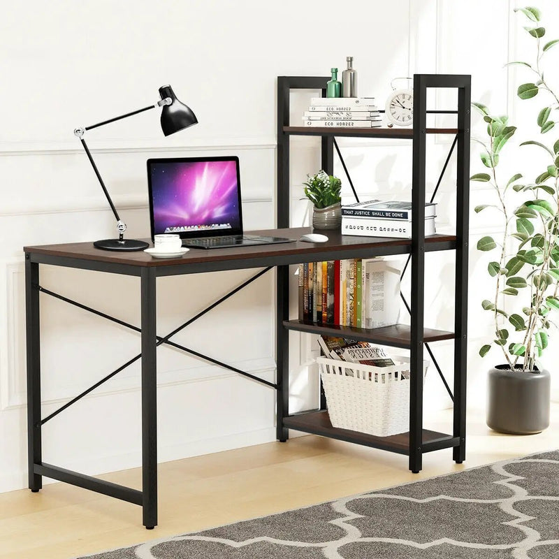 47.5 Inch Writing Study Computer Desk with 4-Tier Shelves by DirectDeals