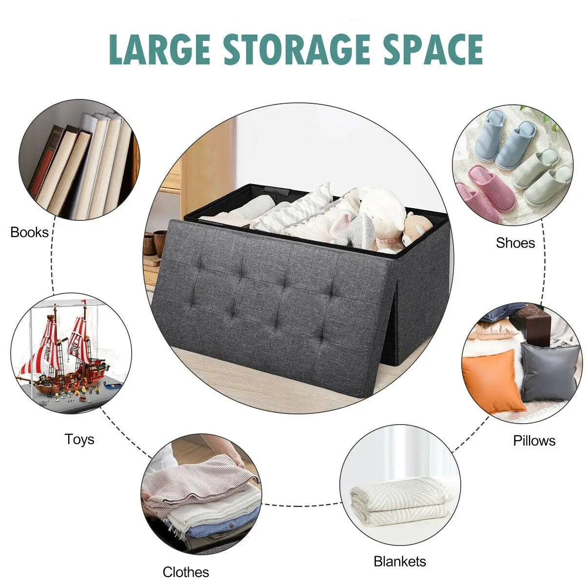 31.5 Inch Fabric Foldable Storage with Removable Storage Bin by DirectDeals