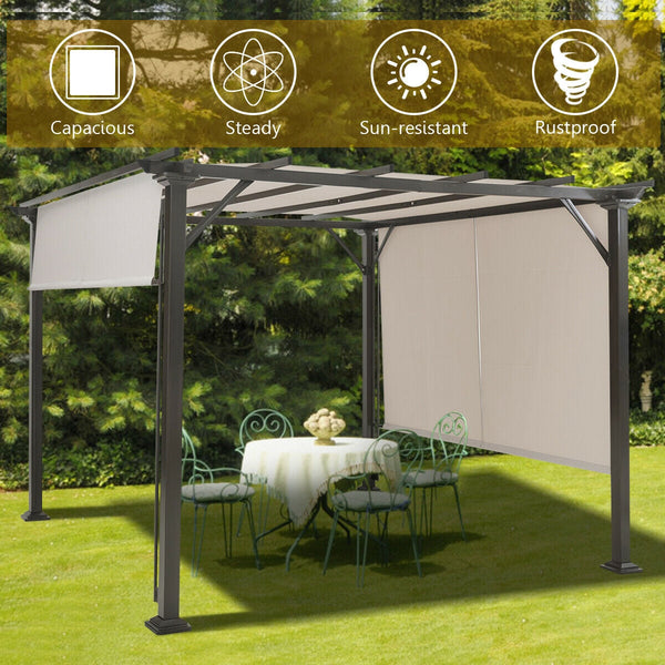 10 x 10 Feet Metal Frame Patio Furniture Shelter-Beige, photo 2 of 8