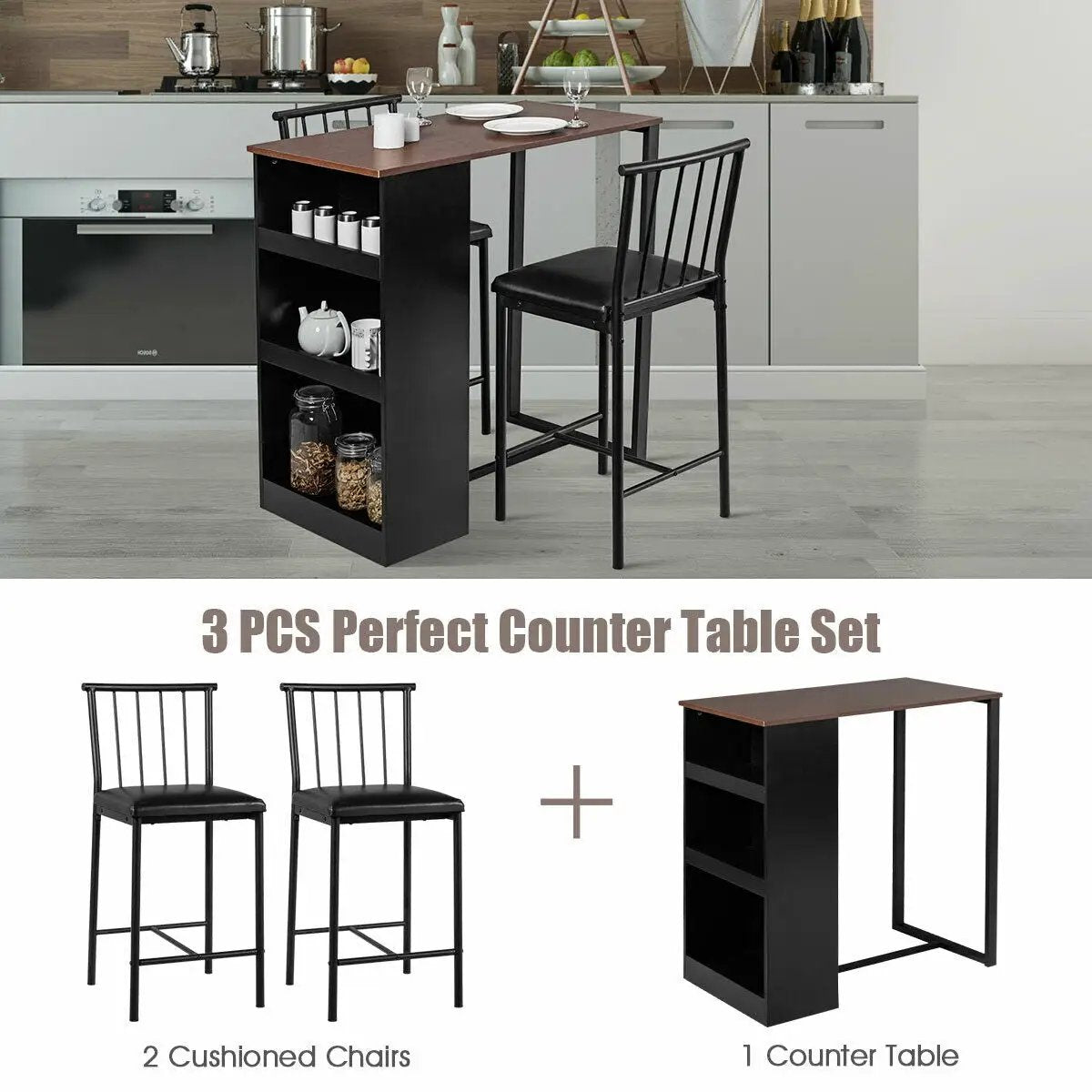 3 Piece Counter Height Pub Dining Set by DirectDeals
