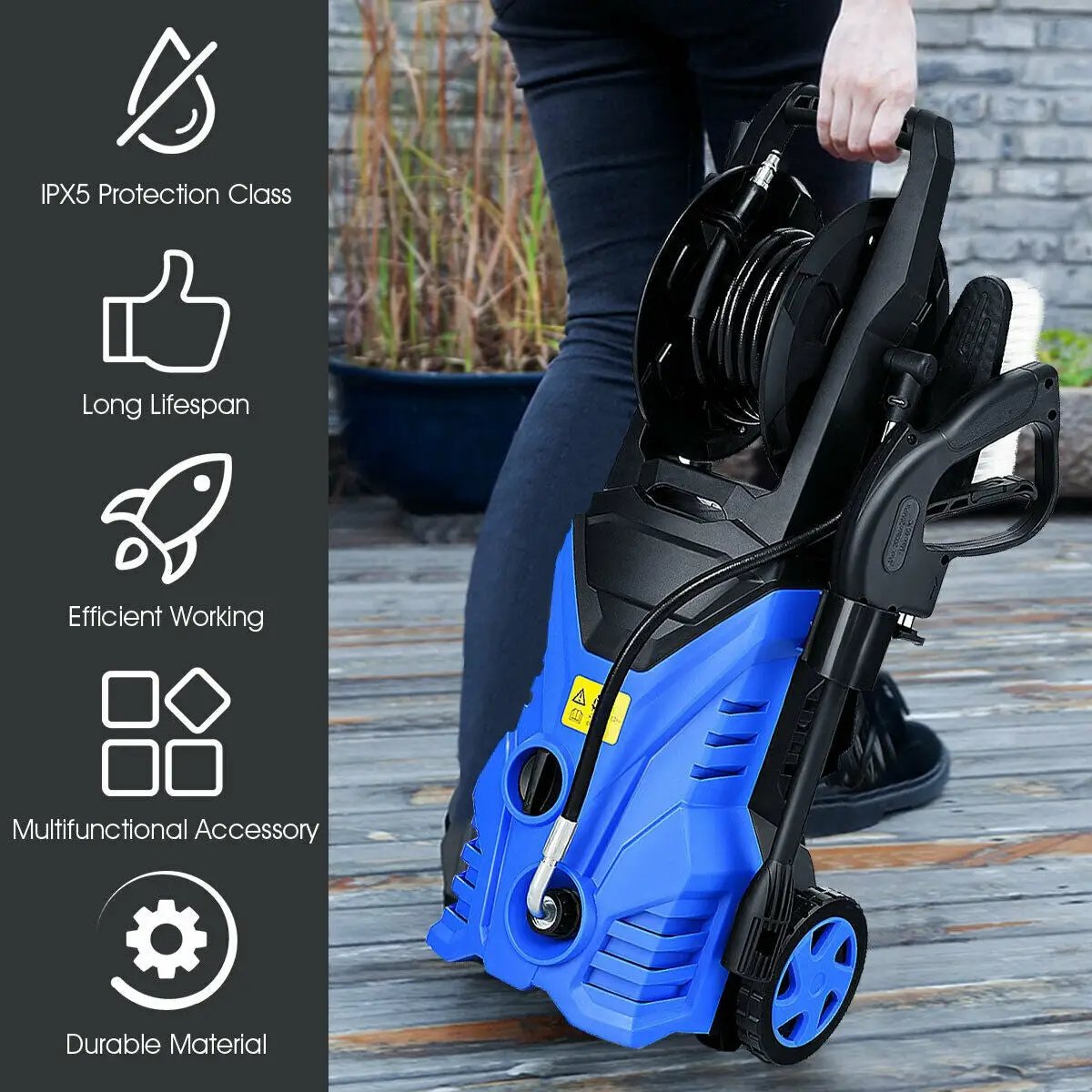 1800W 2030PSI Electric Pressure Washer Cleaner with Hose Reel by DirectDeals