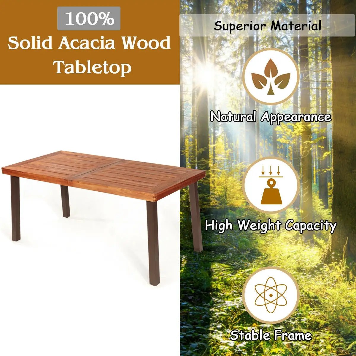 Rectangular Acacia Wood Rustic Dining Furniture Table by DirectDeals
