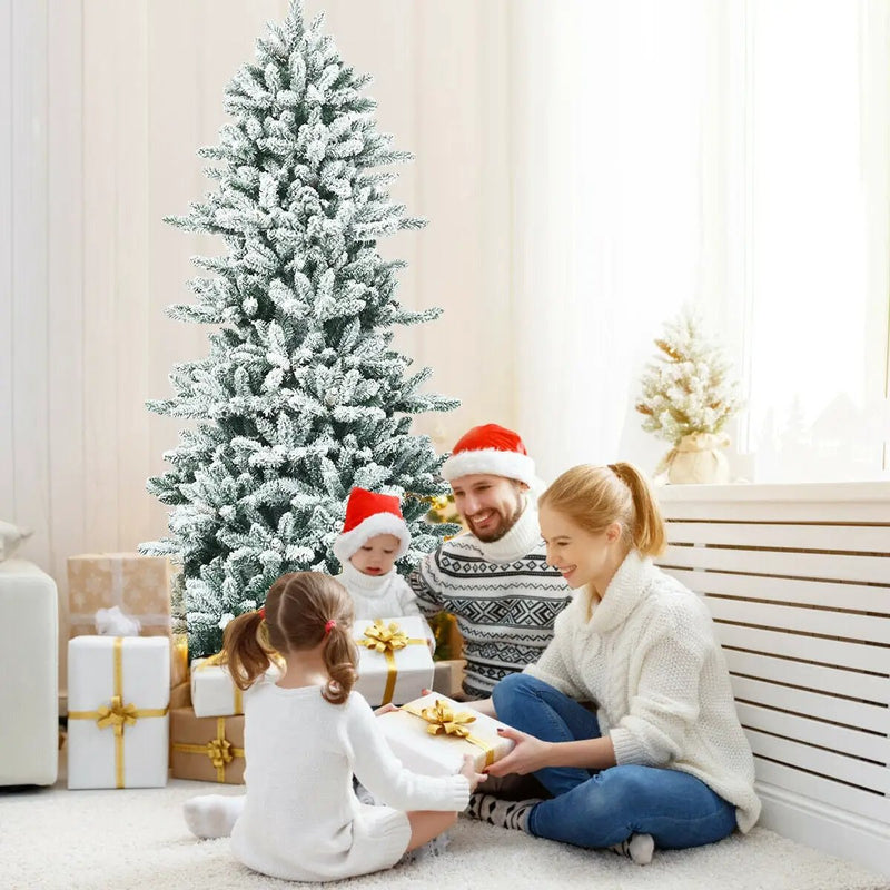 7 Feet Snow Flocked Slim Artificial Christmas Fir Tree by DirectDeals