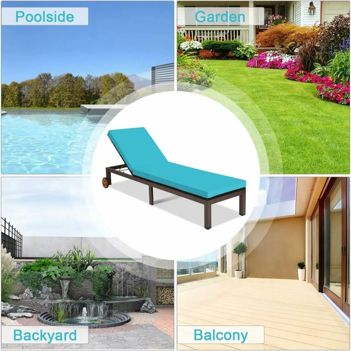 Back Adjustable Cushioned Patio Rattan Lounge Chair by DirectDeals