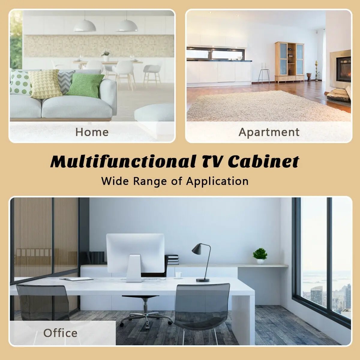 TV Stand Entertainment Center for TVs up to 65 Inch with Storage Cabinets by DirectDeals