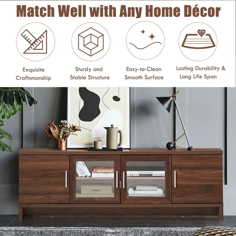Media Entertainment TV Stand for TVs up to 70 Inches with Adjustable Shelf-Walnut by DirectDeals