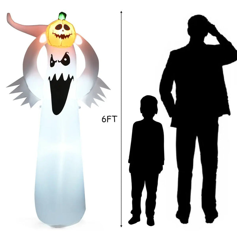 6 Feet Halloween Inflatable Blow Up Ghost with Pumpkin and LED Lights by DirectDeals