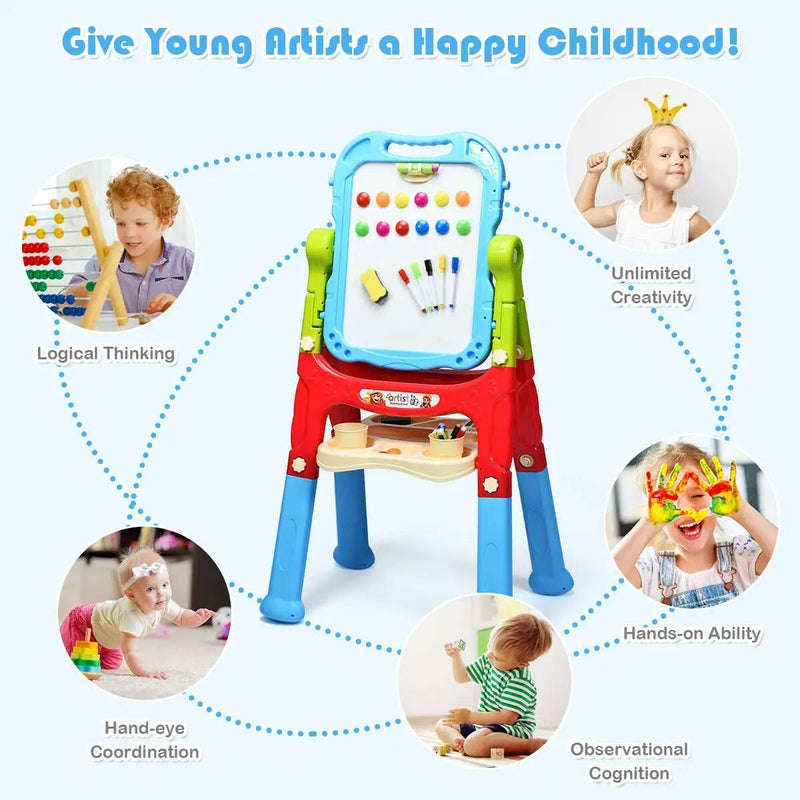 Height Adjustable Kids Art Easel Magnetic Double Sided Board by DirectDeals