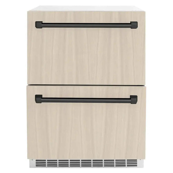 ZLINE 24" Touchstone 168 Can Outdoor-Rated Dual Refrigerator Drawer, Panel Matte Black, RDSPOZ-24-MB