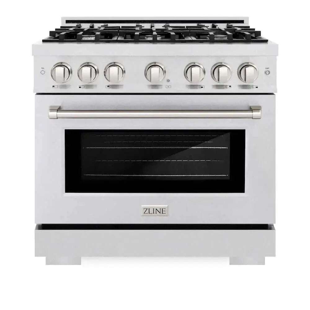 ZLINE 36" Select Dual Fuel Range Gas Cooktop Electric Convection Oven DuraSnow® Stainless Steel HDRS-36 by Farmhouse Kitchen and Bath