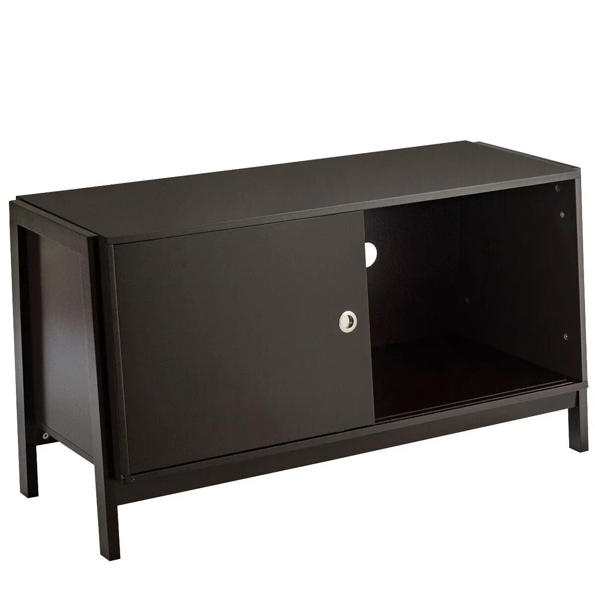 TV Stand Modern Entertainment Cabinet with Sliding Doors-Dark Brown by DirectDeals
