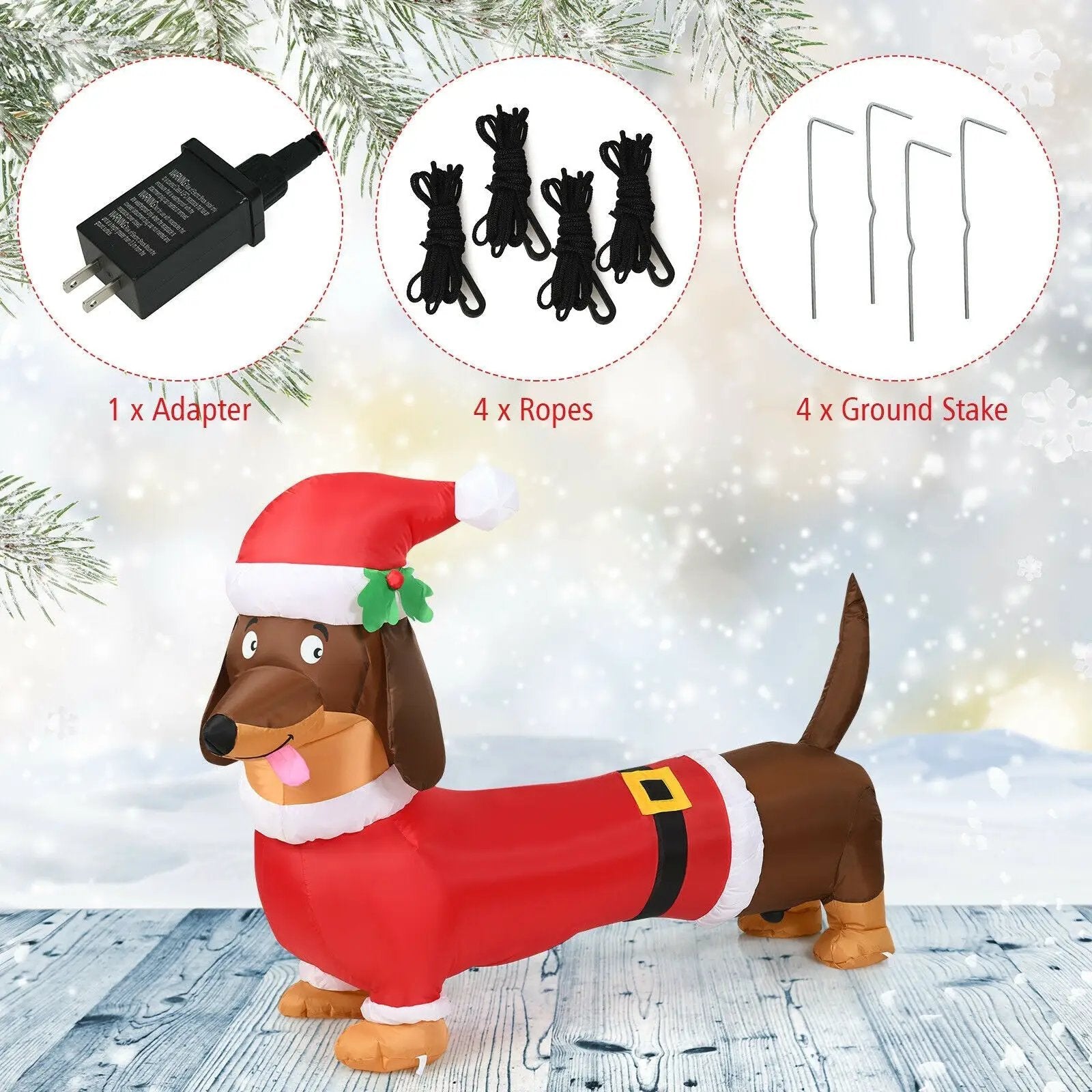 5 Feet Inflatable Christmas Dog with LED Lights by DirectDeals
