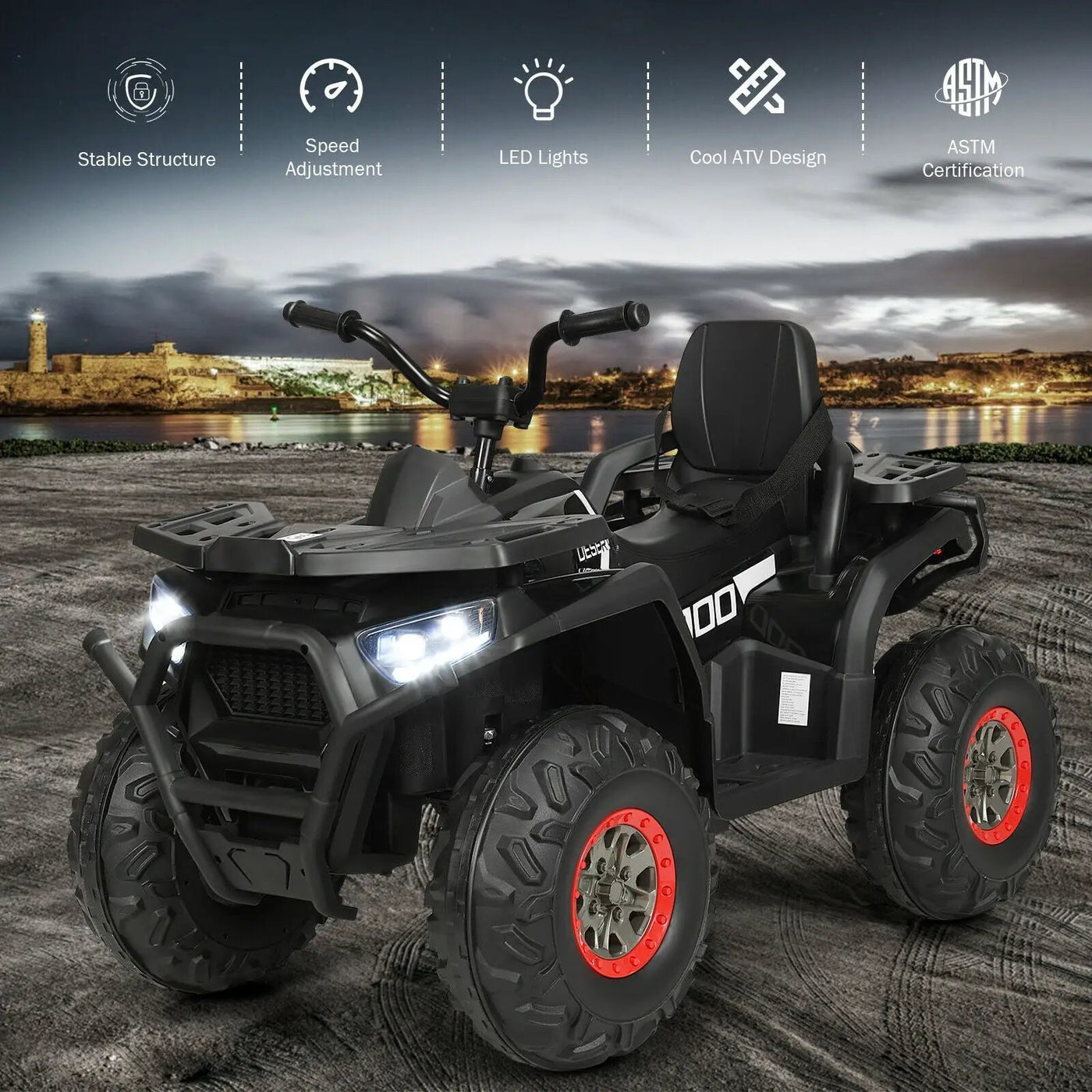 12 V Kids Electric 4-Wheeler ATV Quad with MP3 and LED Lights by DirectDeals
