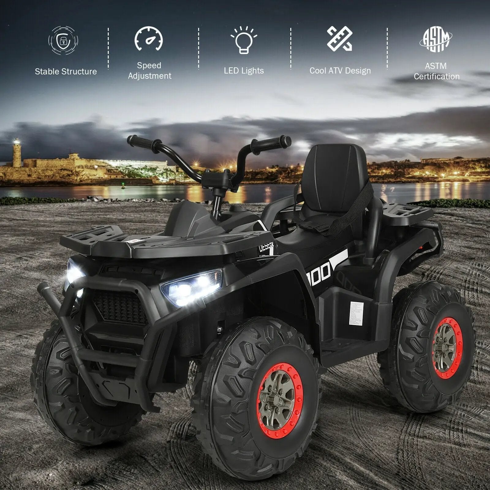 12 V Kids Electric 4-Wheeler ATV Quad with MP3 and LED Lights by DirectDeals