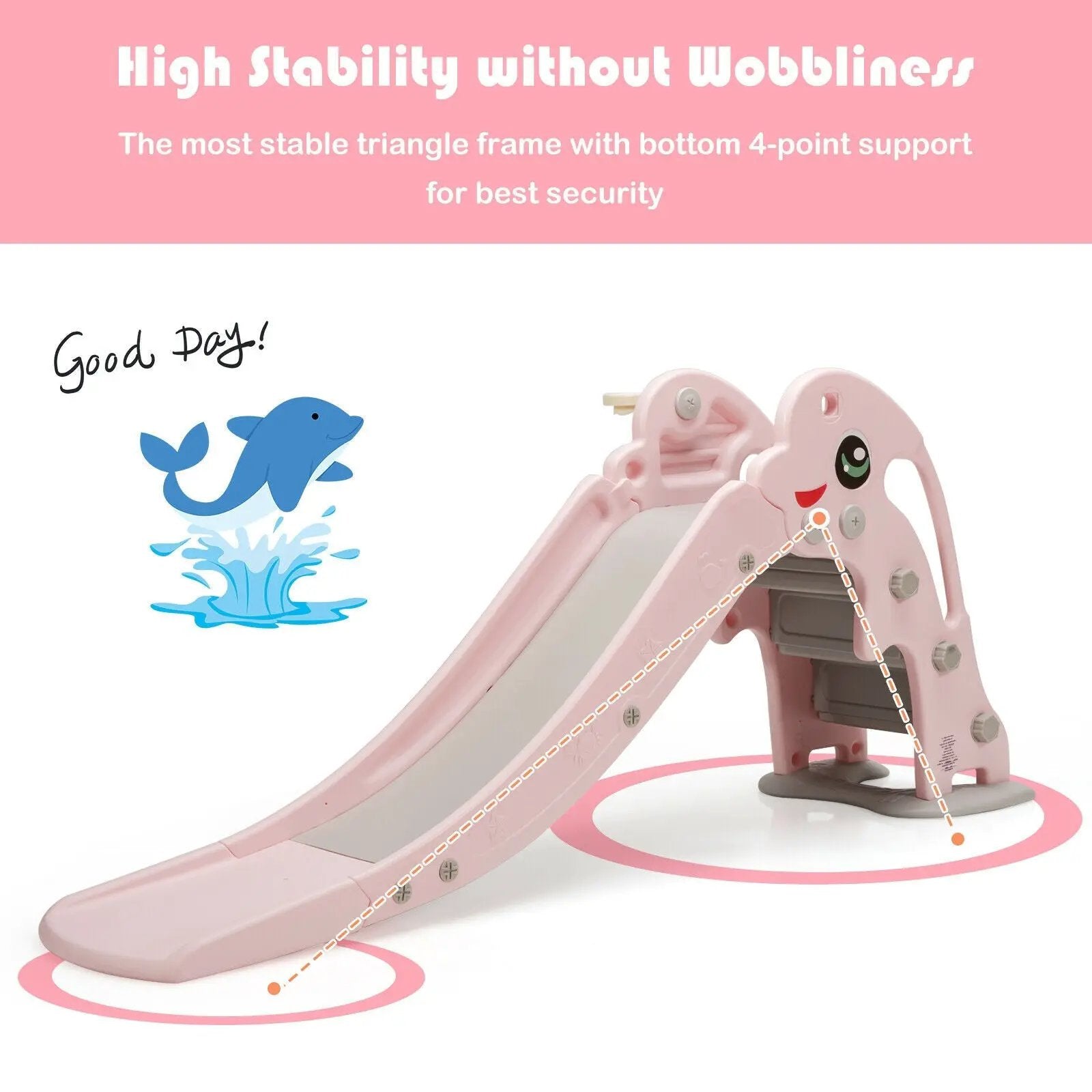 3-in-1 Kids Climber Slide Play Set with Basketball Hoop and Ball by DirectDeals