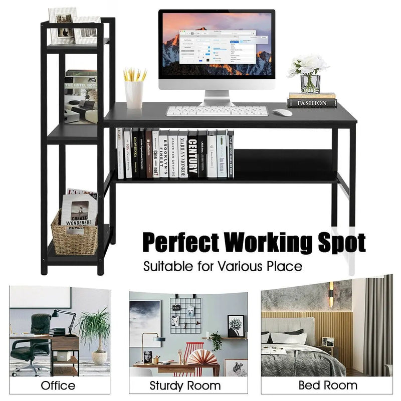 59-Inch Computer Desk Home Office Workstation 4-Tier Storage Shelves by DirectDeals