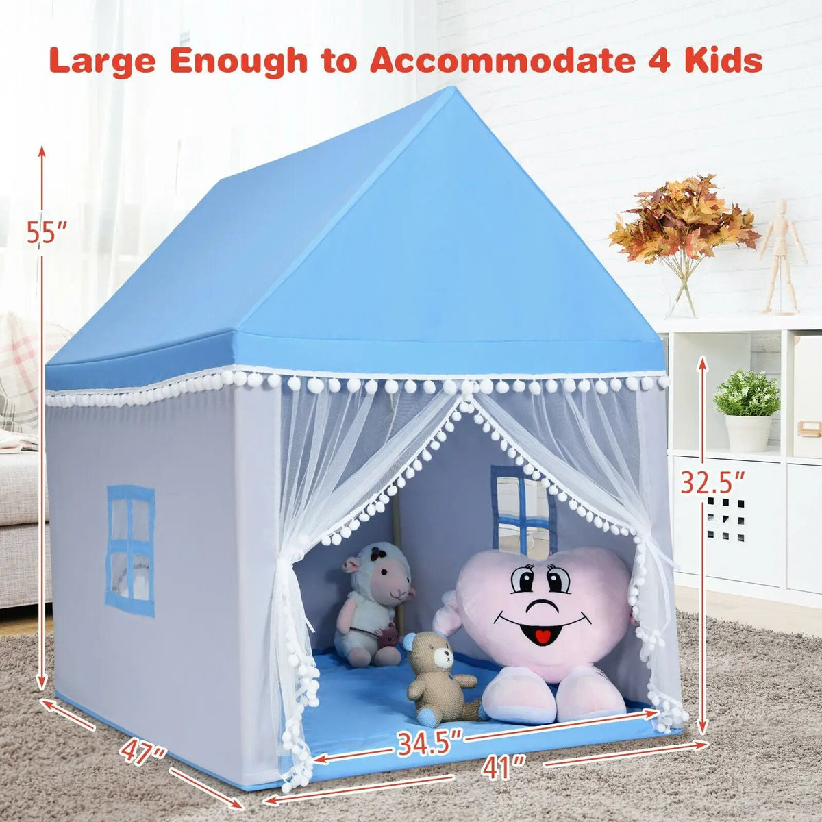 Kids Play Tent Large Playhouse Children Play Castle Fairy Tent Gift with Mat by DirectDeals