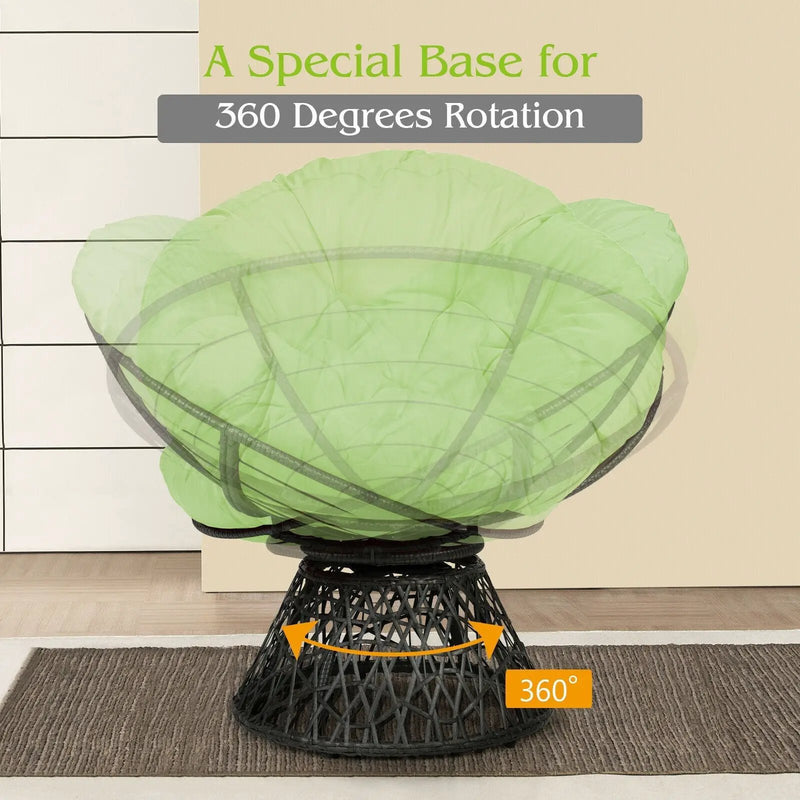 Rattan Papasan Chair Ergonomic 360-degree Swivel Soft Cushion Garden by DirectDeals