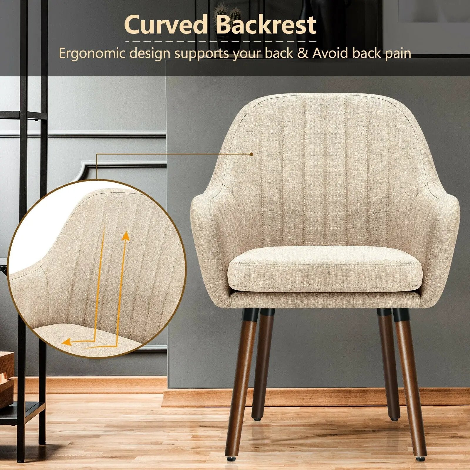 Set of 2 Fabric Upholstered Accent Chairs with Wooden Legs by DirectDeals