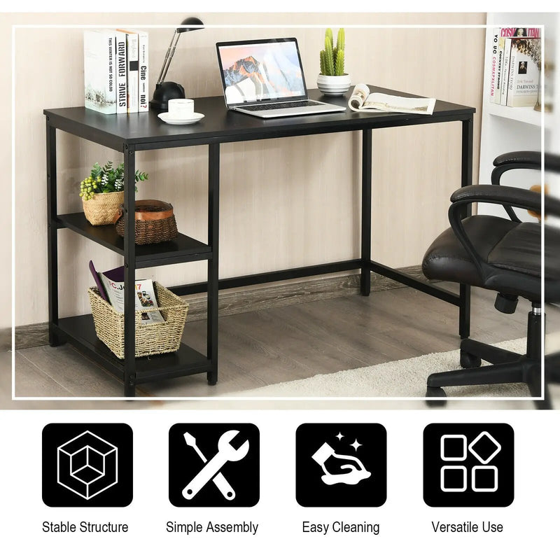 47 Inch Computer Desk Office Study Table Workstation Home with Adjustable Shelf Black by DirectDeals