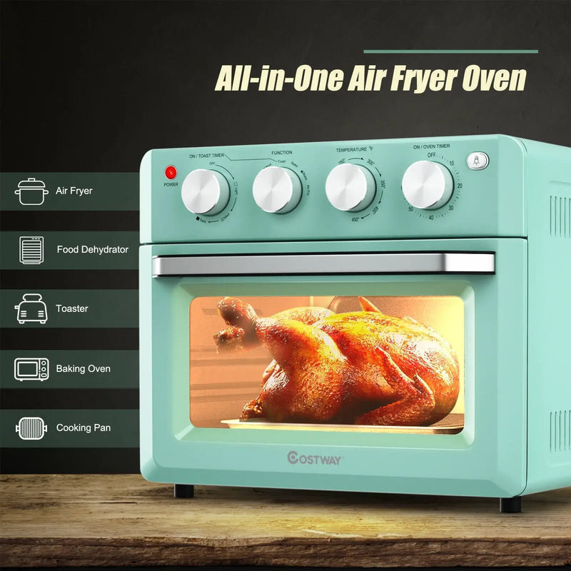 19 Qt Dehydrate Convection Air Fryer Toaster Oven with 5 Accessories-Green by DirectDeals