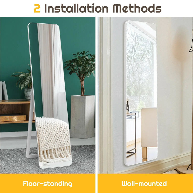 Full Length Frameless Wall Mountable Floor Mirror-White by DirectDeals