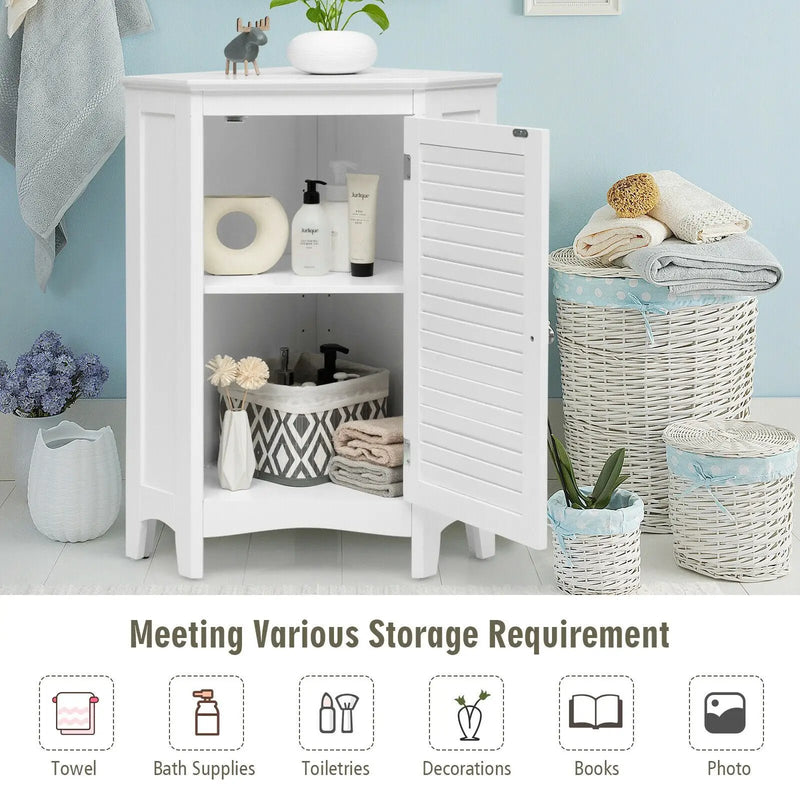 Corner Storage Cabinet Free Standing Bathroom Cabinet with Shutter Door by DirectDeals