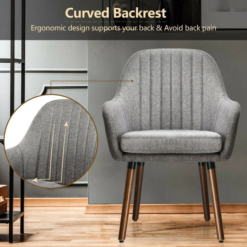 Set of 2 Fabric Upholstered Accent Chairs with Wooden Legs by DirectDeals
