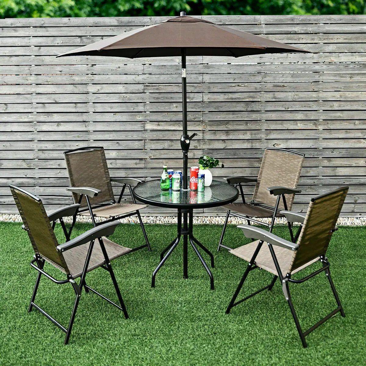 2 Pieces Folding Sling Chairs with Smooth Armrests and Adjustable Back for Patio by DirectDeals
