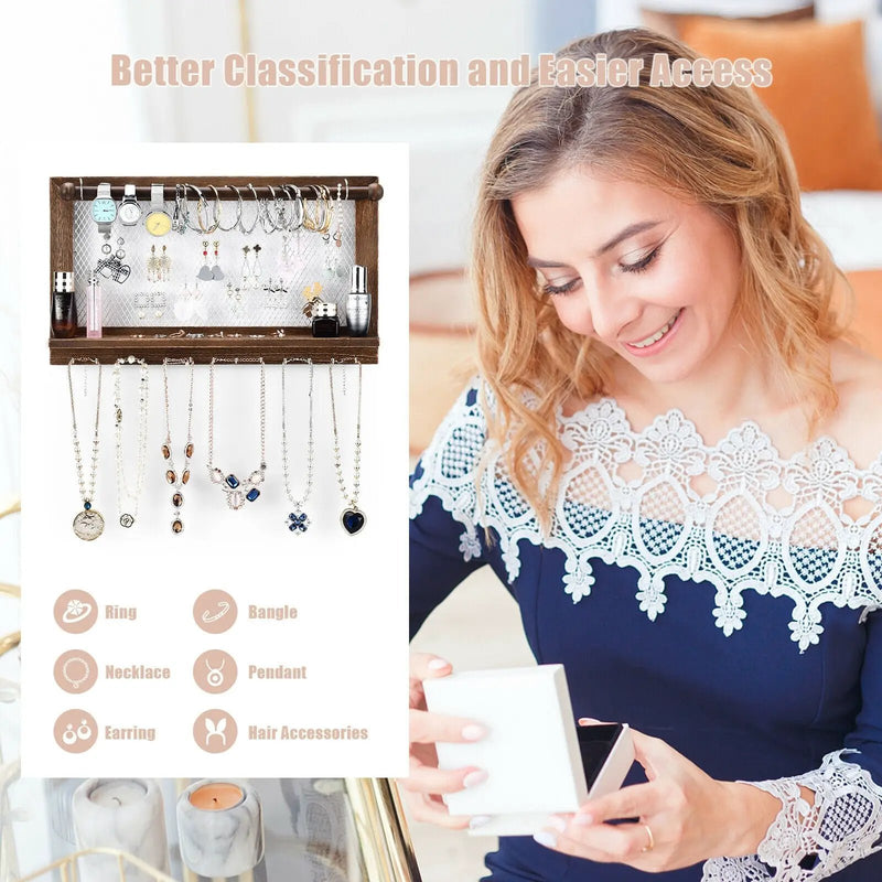 Wall Mounted Jewelry Rack with Removable Bracelet Rod by DirectDeals