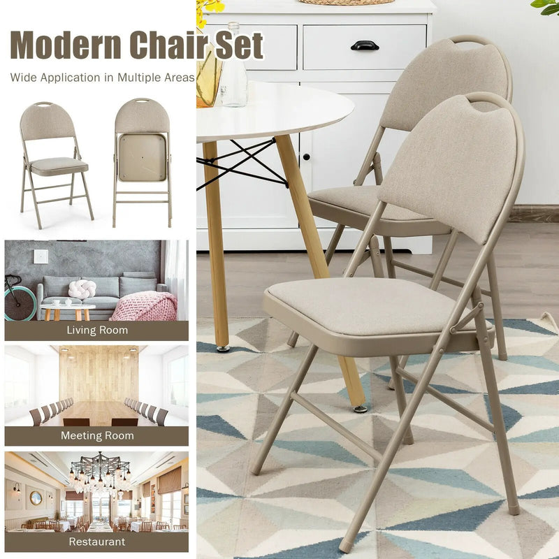 Set of 6 Folding Fabric Upholstered Metal Chairs by DirectDeals