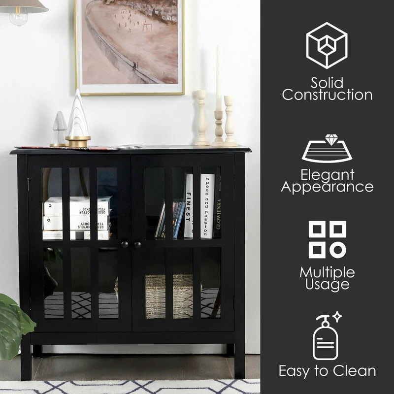 Glass Door Sideboard Console Storage Buffet Cabinet by DirectDeals