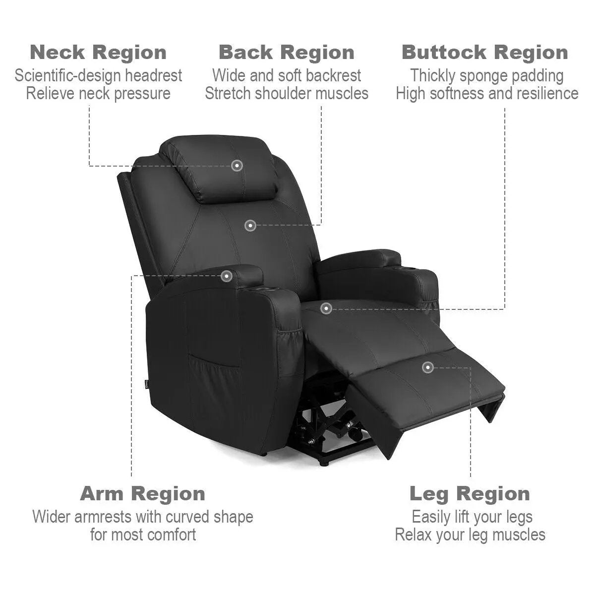 Power Lift Recliner Chair with Massage and Heat for Elderly with Remote Control by DirectDeals