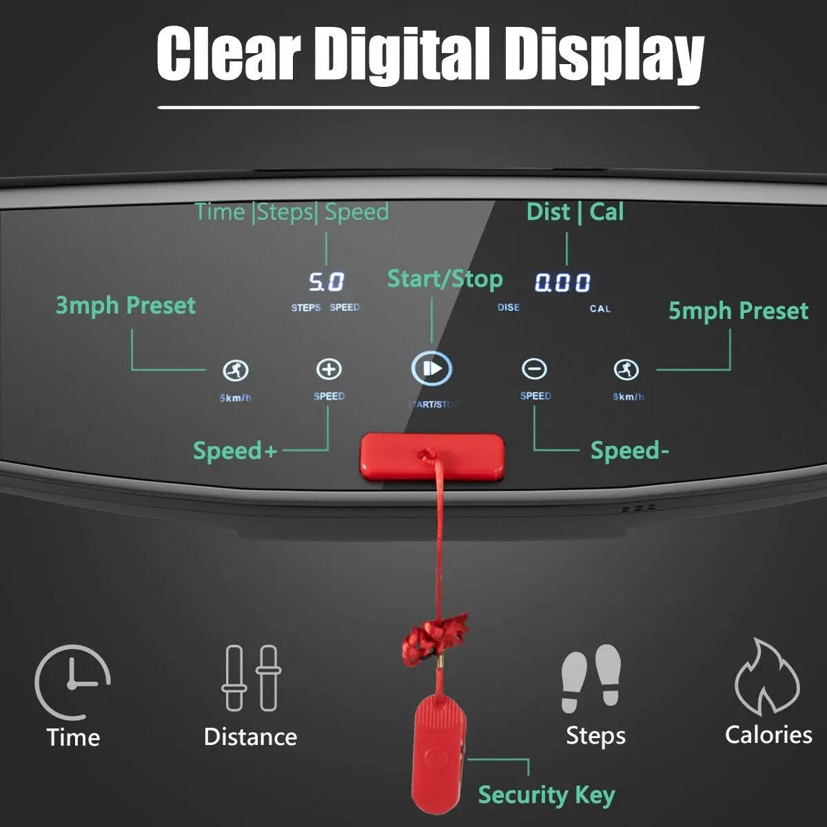 3HP Electric Folding Treadmill with Bluetooth Speaker by DirectDeals