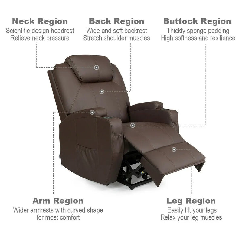 Power Lift Recliner Chair with Massage and Heat for Elderly with Remote Control by DirectDeals