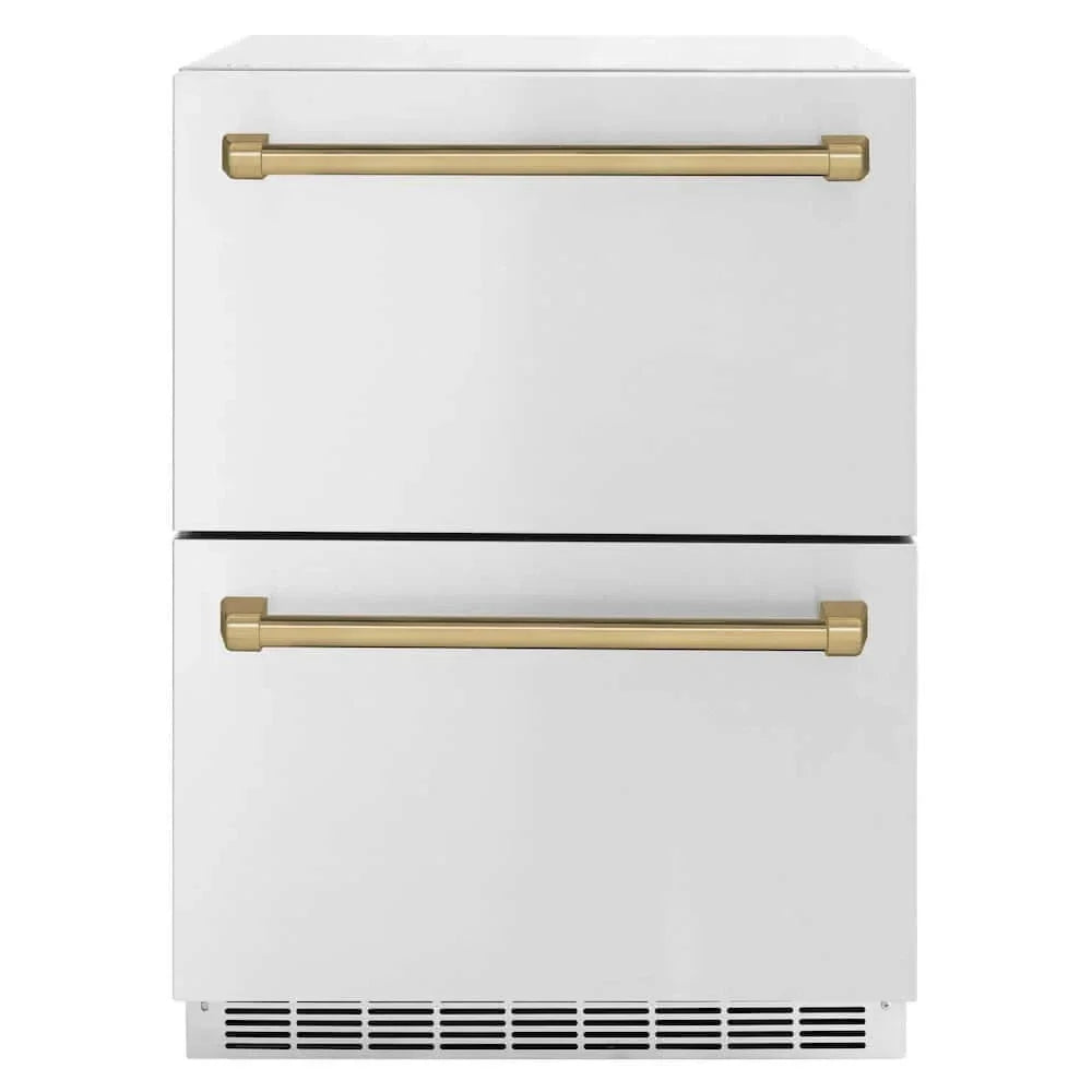 ZLINE 24" Touchstone 168 Can Outdoor-Rated Dual Refrigerator Drawer, Champagne Bronze, RDSOZ-ST-24-CB by Farmhouse Kitchen and Bath