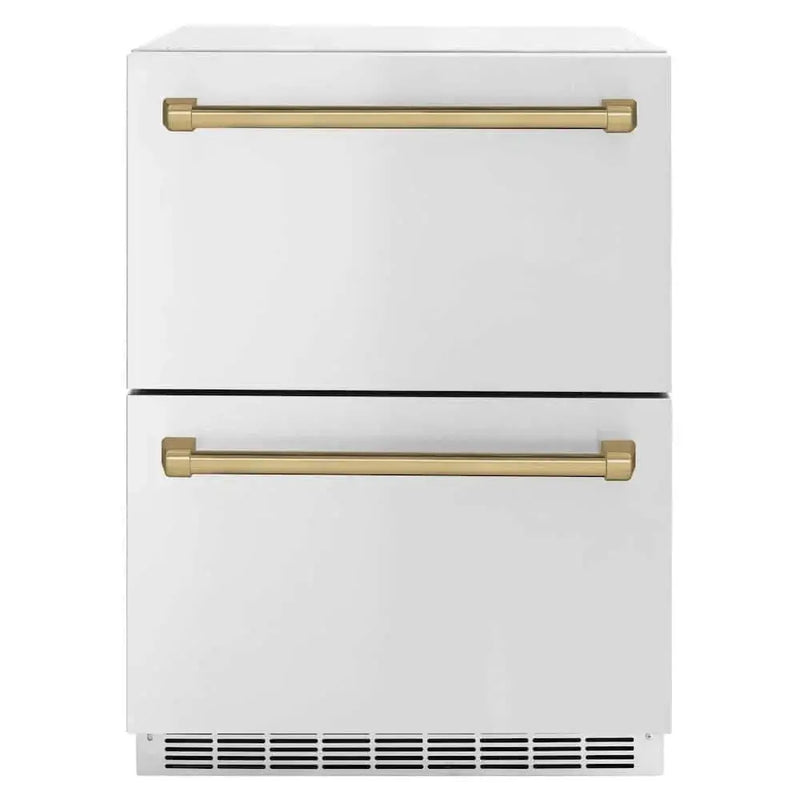 ZLINE 24" Touchstone 168 Can Outdoor-Rated Dual Refrigerator Drawer, Champagne Bronze, RDSOZ-ST-24-CB by Farmhouse Kitchen and Bath