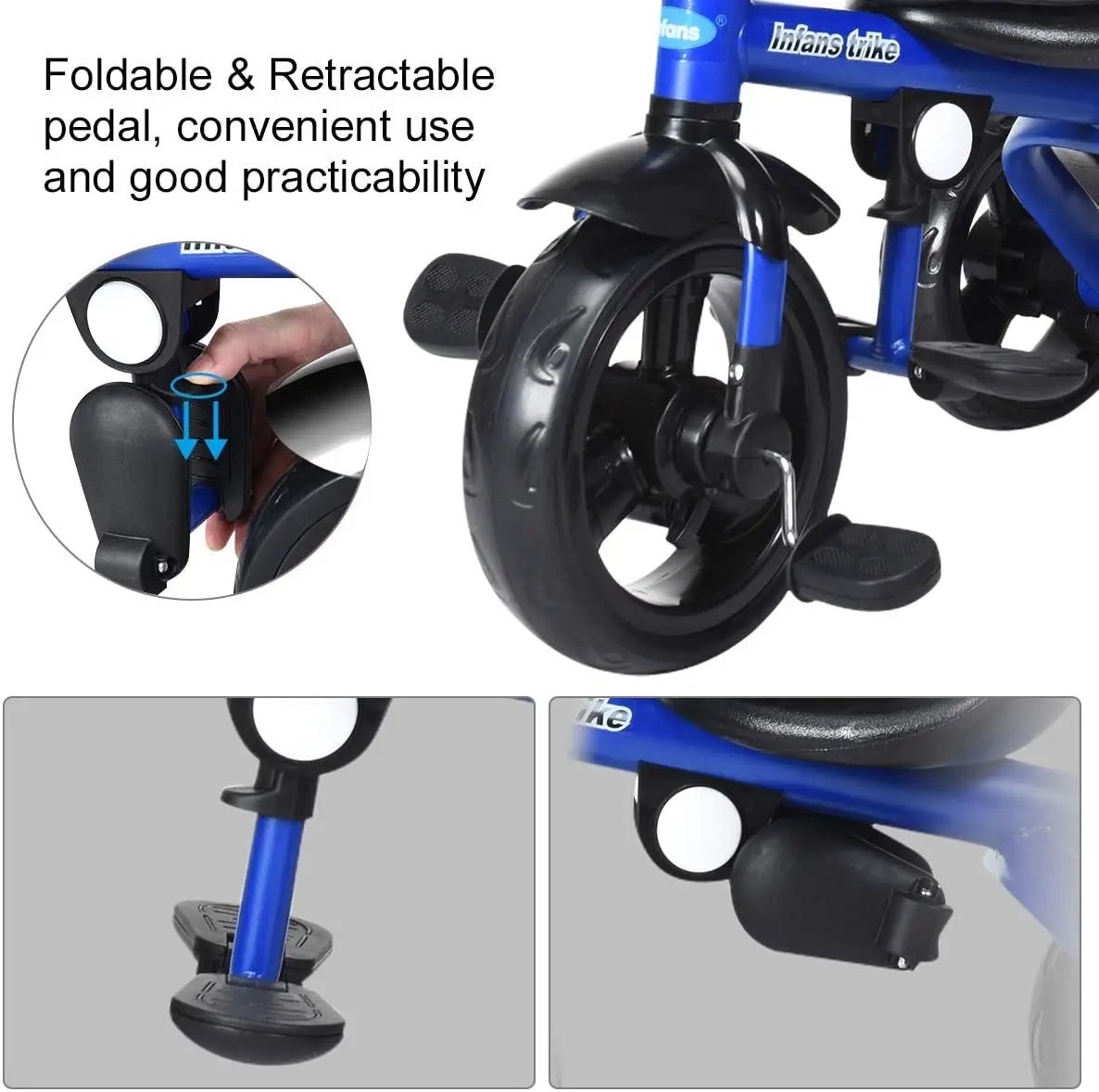 4-in-1 Kids Tricycle with Adjustable Push Handle by DirectDeals
