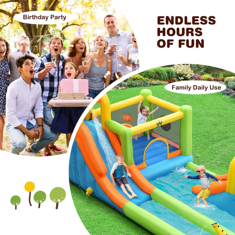 8 in 1 Inflatable Water Slide Park Bounce House Without Blower by DirectDeals